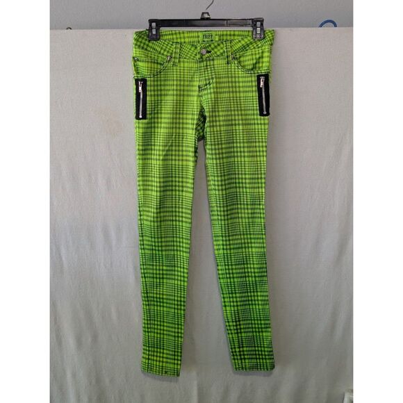 Tripp NYC Daanggoodman Neon Yellow Plaid Pants Junior's Size